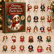 Christmas Cavalier King Charles Spaniel Advent Calendar 2026 - 24-Day Festive Countdown, Acrylic Charms Blind Box - Gift For Dog Lovers
