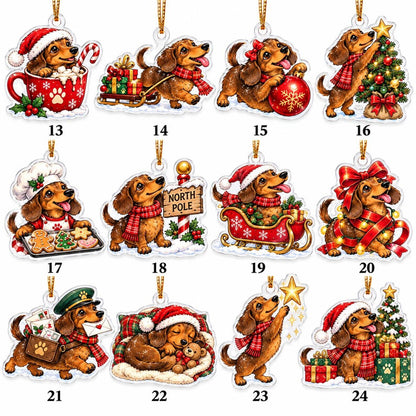 Dachshund Christmas Advent Calendar, 24 Acrylic Ornaments, 2026 Holiday Countdown