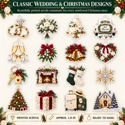 Personalized Newlywed Advent Calendar with 24 Custom Photo Acrylic Ornaments, Our First Christmas Married Gift, Wedding Keepsake for Couple