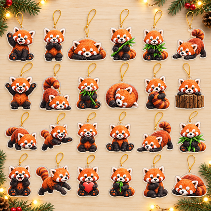Playful Red Panda Advent Calendar 2026 - 24-Day Festive Countdown, Acrylic Charms Blind Box - Gift For Red Panda Lovers