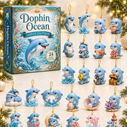 Dolphin Ocean Advent Calendar 2026 - 24-Day Festive Countdown, Acrylic Charms Blind Box - Gift For Ocean Lovers
