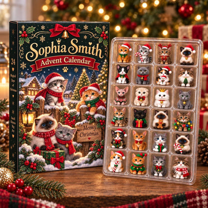 Personalized Cat Advent Calendar: Custom Meowy Christmas Countdown, Kitten Blind Box