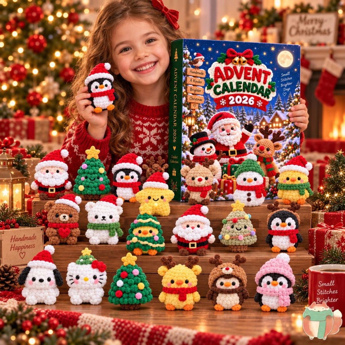 Handmade Crochet Christmas Advent Calendar 2026, 24 Mini Crochet Dolls Countdown Box, Personalized Holiday Decor Gift