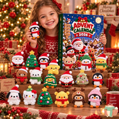 Handmade Crochet Christmas Advent Calendar 2026, 24 Mini Crochet Dolls Countdown Box, Personalized Holiday Decor Gift