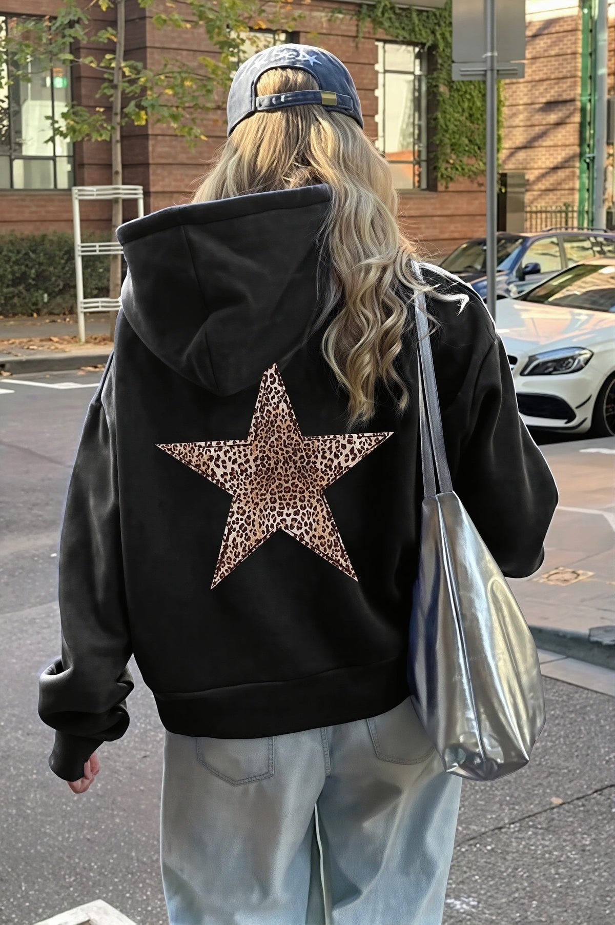 Leopard Star Patch Pullover Hoodie