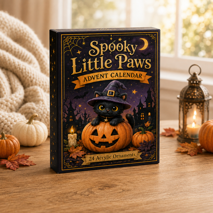 Spooky Little Paws Advent Calendar 2026 - 24 Day Spirits Countdown, Acrylic Charms Blind Box - Gift For Cat Lover