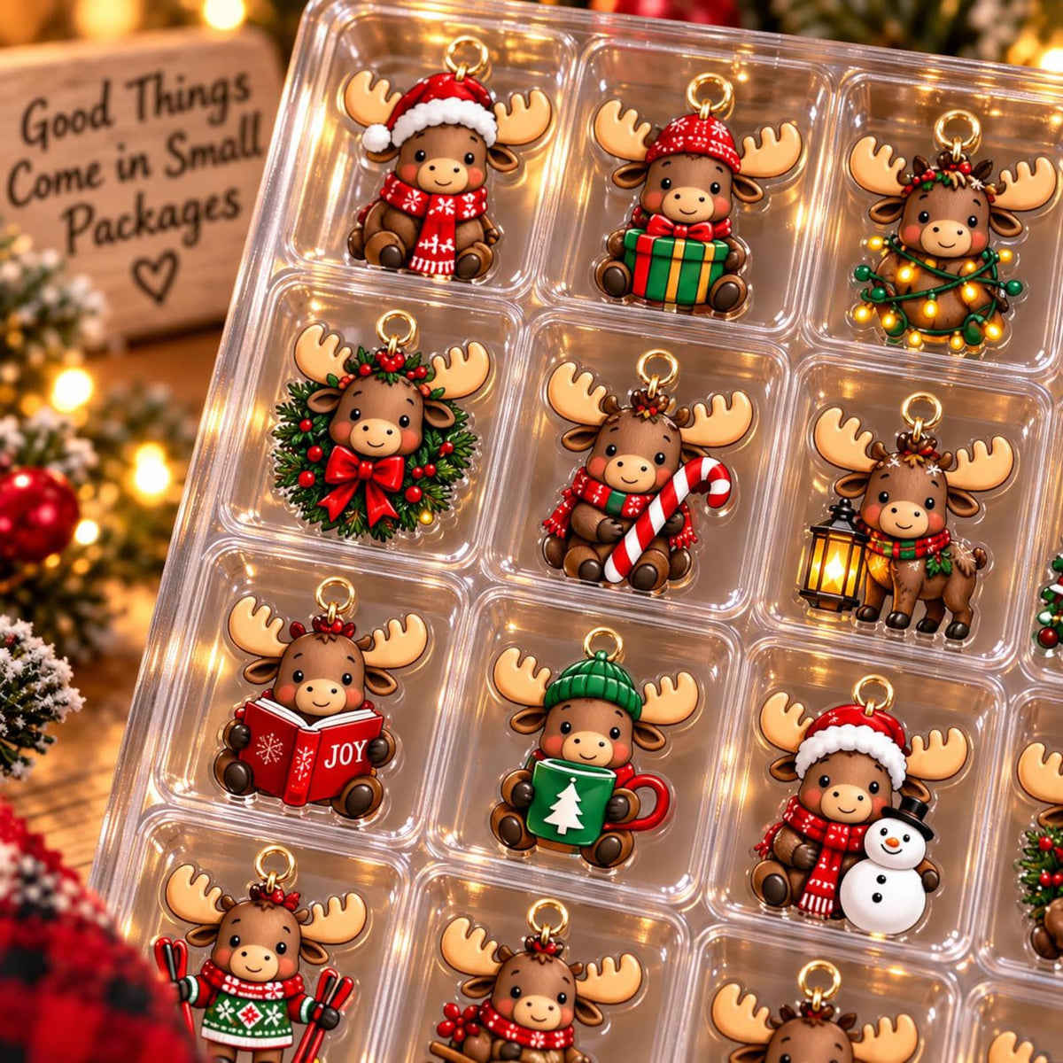 Moose Christmas Advent Calendar 2026 24 Day Woodland Countdown Rustic Holiday Decor Winter Animal Charms Family Gift