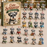 Cute Schnauzer Advent Calendar 2026 - 24-Day Festive Countdown, Acrylic Charms Blind Box - Gift For Schnauzer Lovers