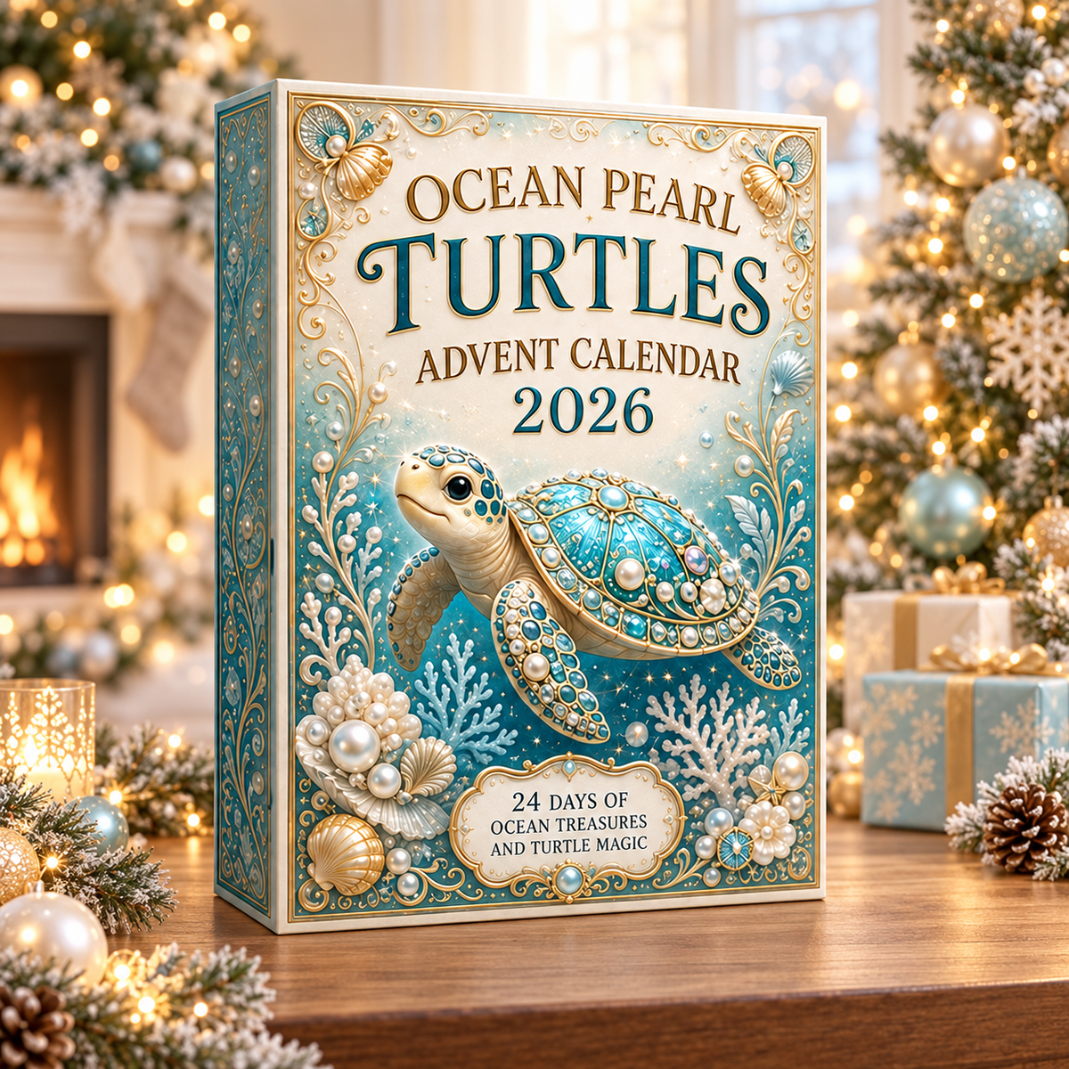Pearl Sea Turtle Voyage Advent Calendar 2026 - 24-Day Festive Countdown, Acrylic Charms Blind Box - Gift For Turtle Lovers