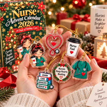 Nurse Advent Calendar 2026, 24 Days Christmas Countdown, Nurse Christmas Gift, RN Nursing Gift, Medical Acrylic Ornament Set
