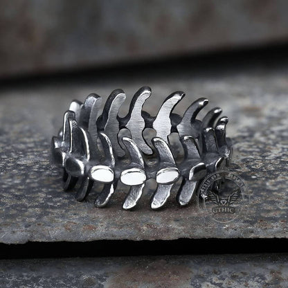 Fishbone Stainless Steel Vertebrae Ring