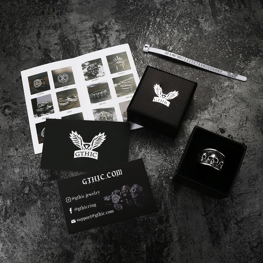 Five Skulls Stainless Steel Ring