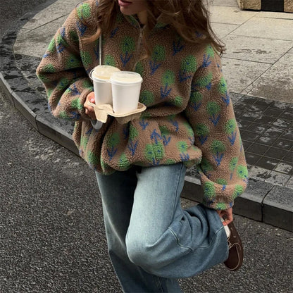 Secret Garden Zip-Up Fleece Sweatshirt