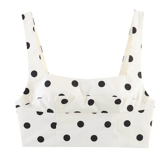 French Girl Polka Dot Crop Top