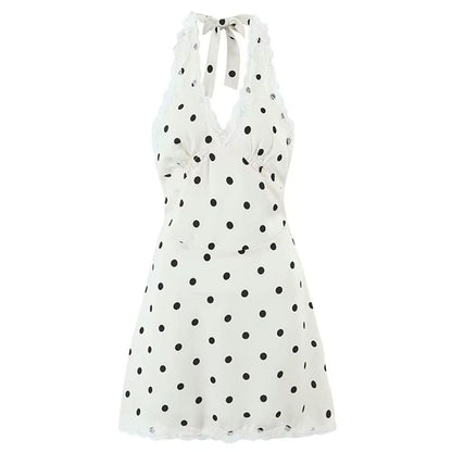 Coquette Aesthetic Polka Dot Halter Dress