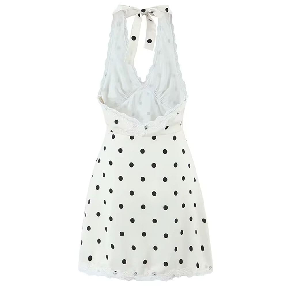 Coquette Aesthetic Polka Dot Halter Dress
