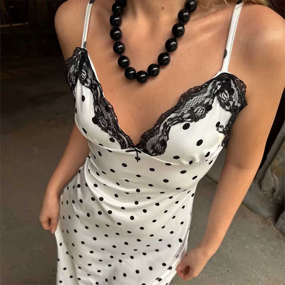 French Girl Polka Dot Maxi Dress