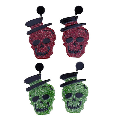 Gentleman Skull Acrylic Earrings