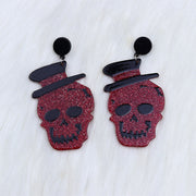 Gentleman Skull Acrylic Earrings