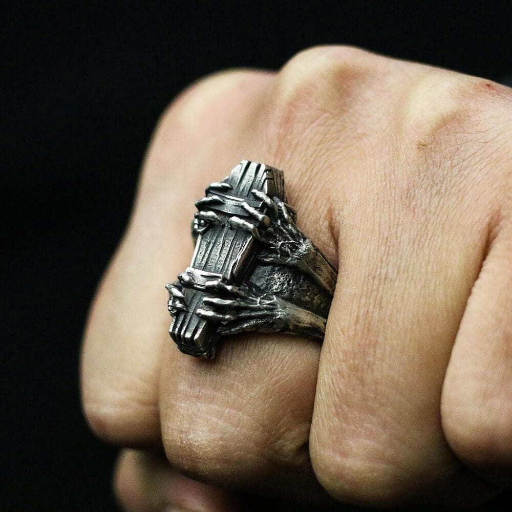 Ghost Claw Coffin Stainless Steel Ring