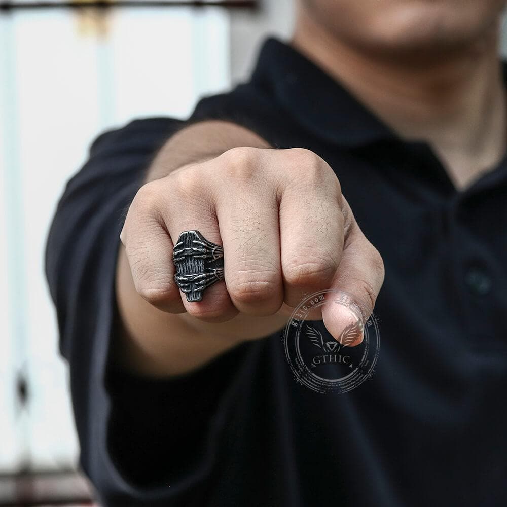 Ghost Claw Coffin Stainless Steel Ring