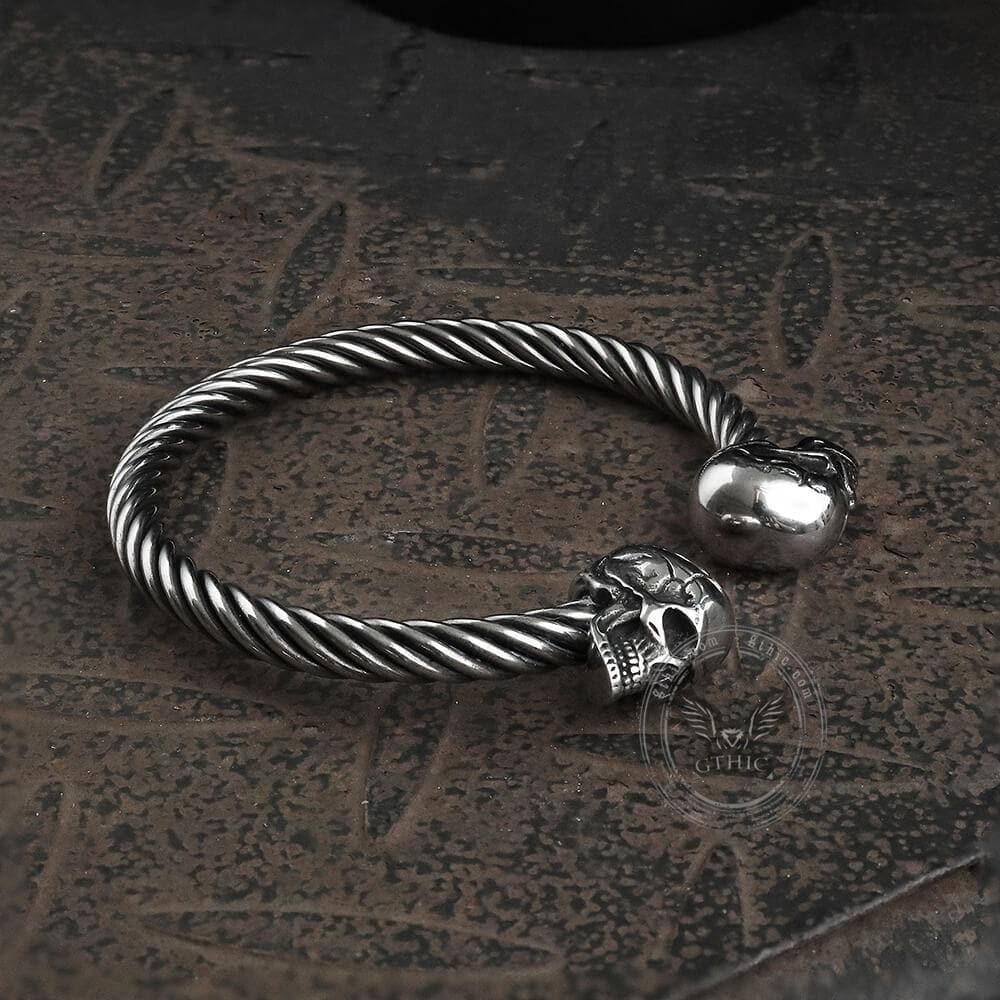 Ghost Head Stainless Steel Opening Bracelet