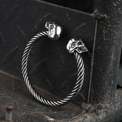Ghost Head Stainless Steel Opening Bracelet