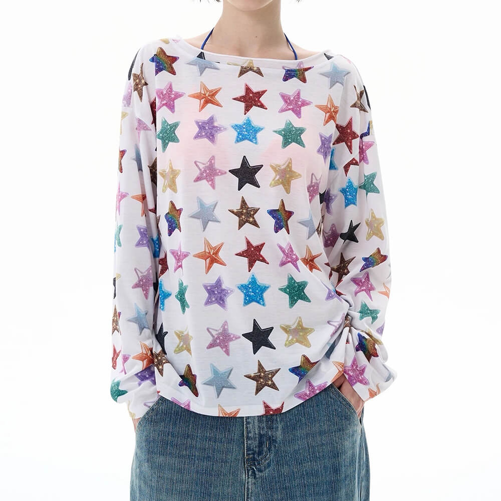 Glitter Star Long Sleeve Top