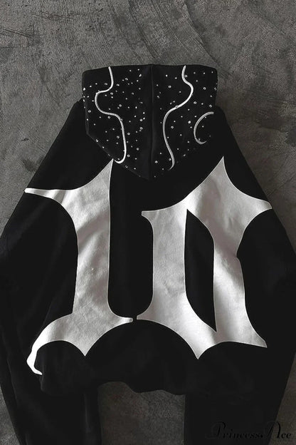 Goth Dark Letter Print Unisex Harajuku Oversized Hoodie