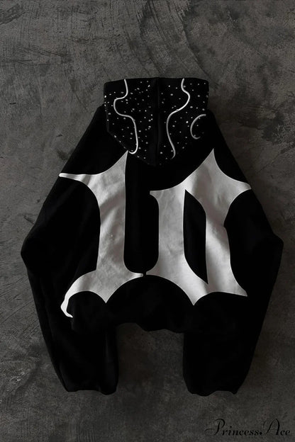 Goth Dark Letter Print Unisex Harajuku Oversized Hoodie