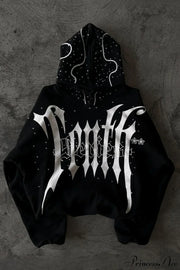 Goth Dark Letter Print Unisex Harajuku Oversized Hoodie