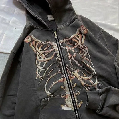 Gothic Long Sleeve Zipper Hoodie