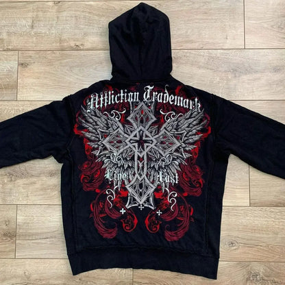 Gothic Long Sleeve Zipper Hoodie