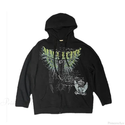 Gothic Long Sleeve Zipper Hoodie