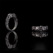 Gothic Coiled Snake Skull Sterling Silver Ring