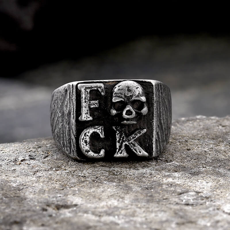 Gothic English Letter Skull Stainless Steel Ring