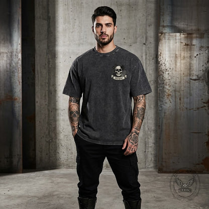 Gothic Eternal Darkness Skull Rose Vintage Washed T-shirt