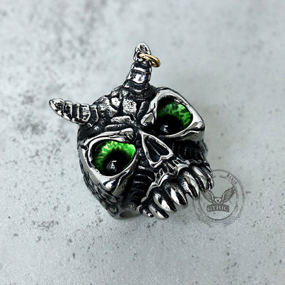 Gothic Horn Skull Devil Eye Stainless Steel Ring