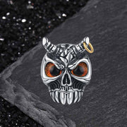 Gothic Horn Skull Devil Eye Stainless Steel Ring