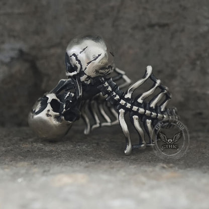 Gothic Love Kiss Sterling Silver Skull Ring