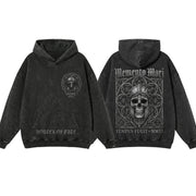 Gothic Mandala Warrior Skull Vintage Washed Hoodie