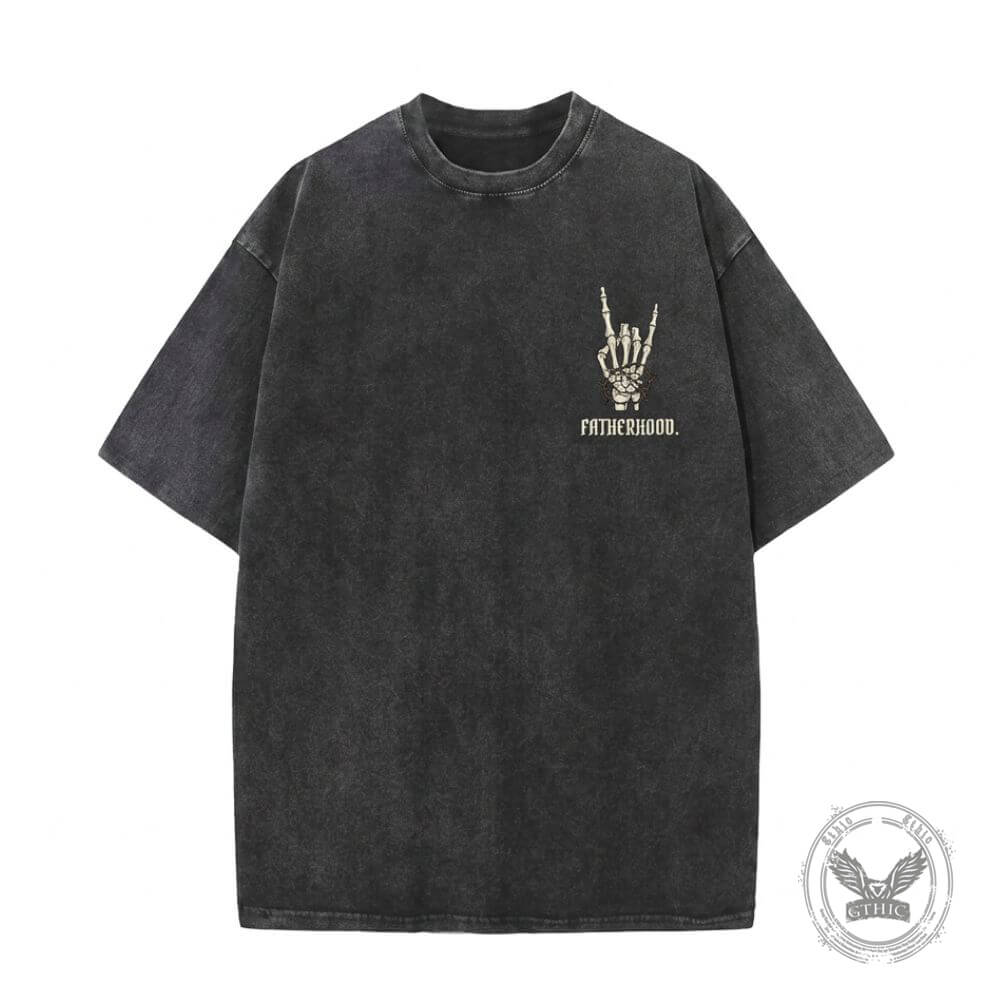 Gothic Rock Hand Fatherhood Vintage Washed T-shirt