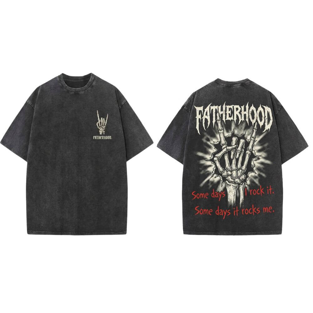 Gothic Rock Hand Fatherhood Vintage Washed T-shirt