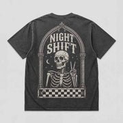 Gothic Skeleton Peace Sign Vintage Washed T-shirt