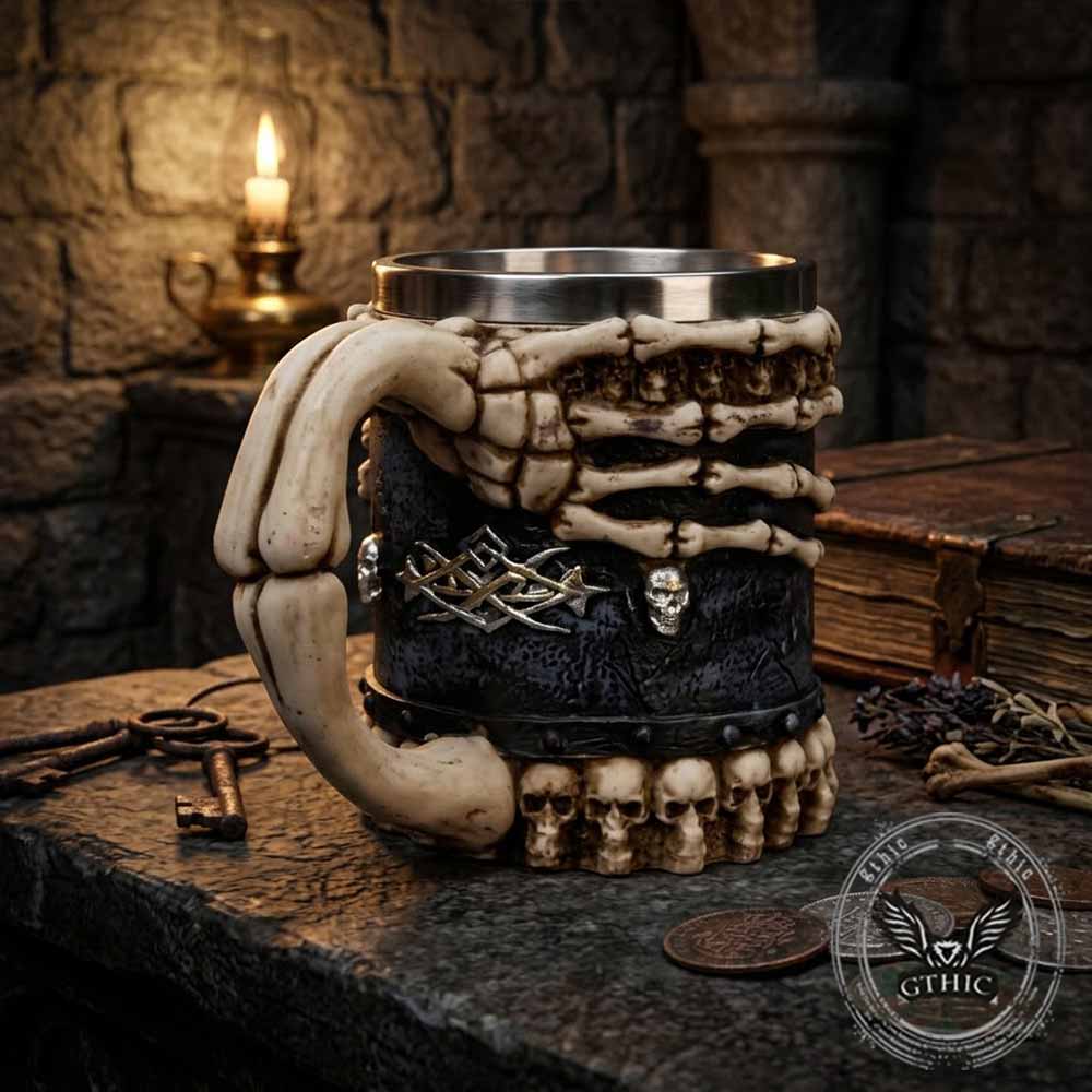 Gothic Skull Hand Stainless Steel Beer Mug