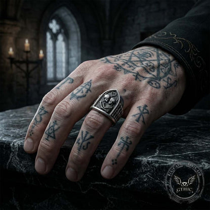 Gothic Till Death Skeleton Lovers Sterling Silver Ring