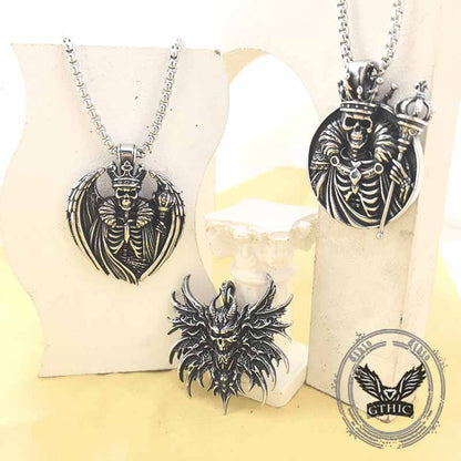 Gothic Wings Skull Stainless Steel Viking Pendant