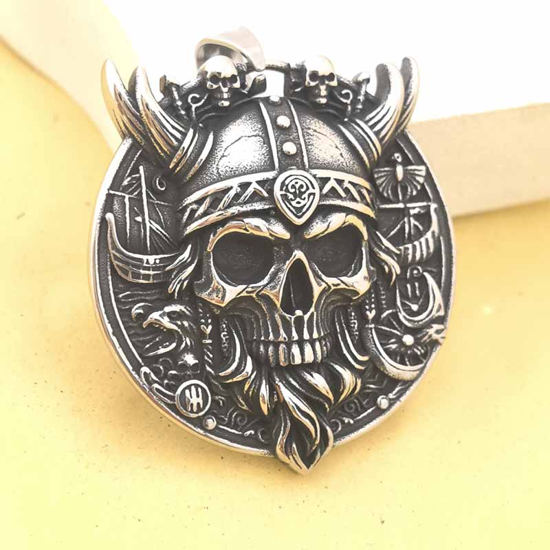 Gothic Wings Skull Stainless Steel Viking Pendant