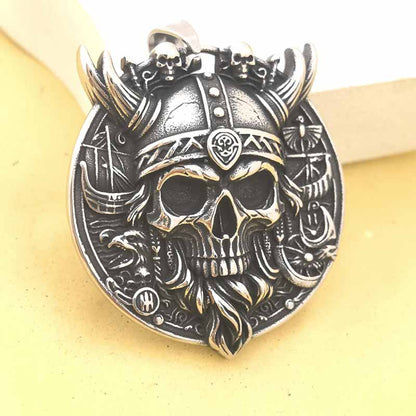 Gothic Wings Skull Stainless Steel Viking Pendant