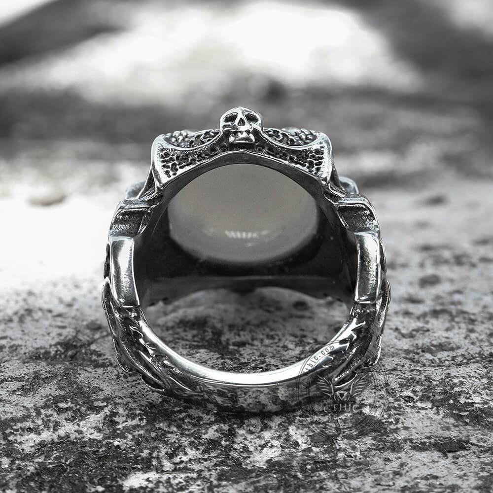 Greek Evil Eye Stainless Steel Biker Ring
